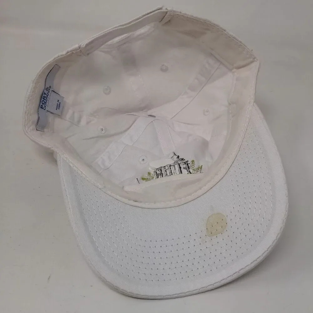 Four Fathers Strapback Hat White One Size Adjustable Embroidered Port & Company